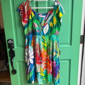 Jams World Vibrant Leaf Print Mini Dress